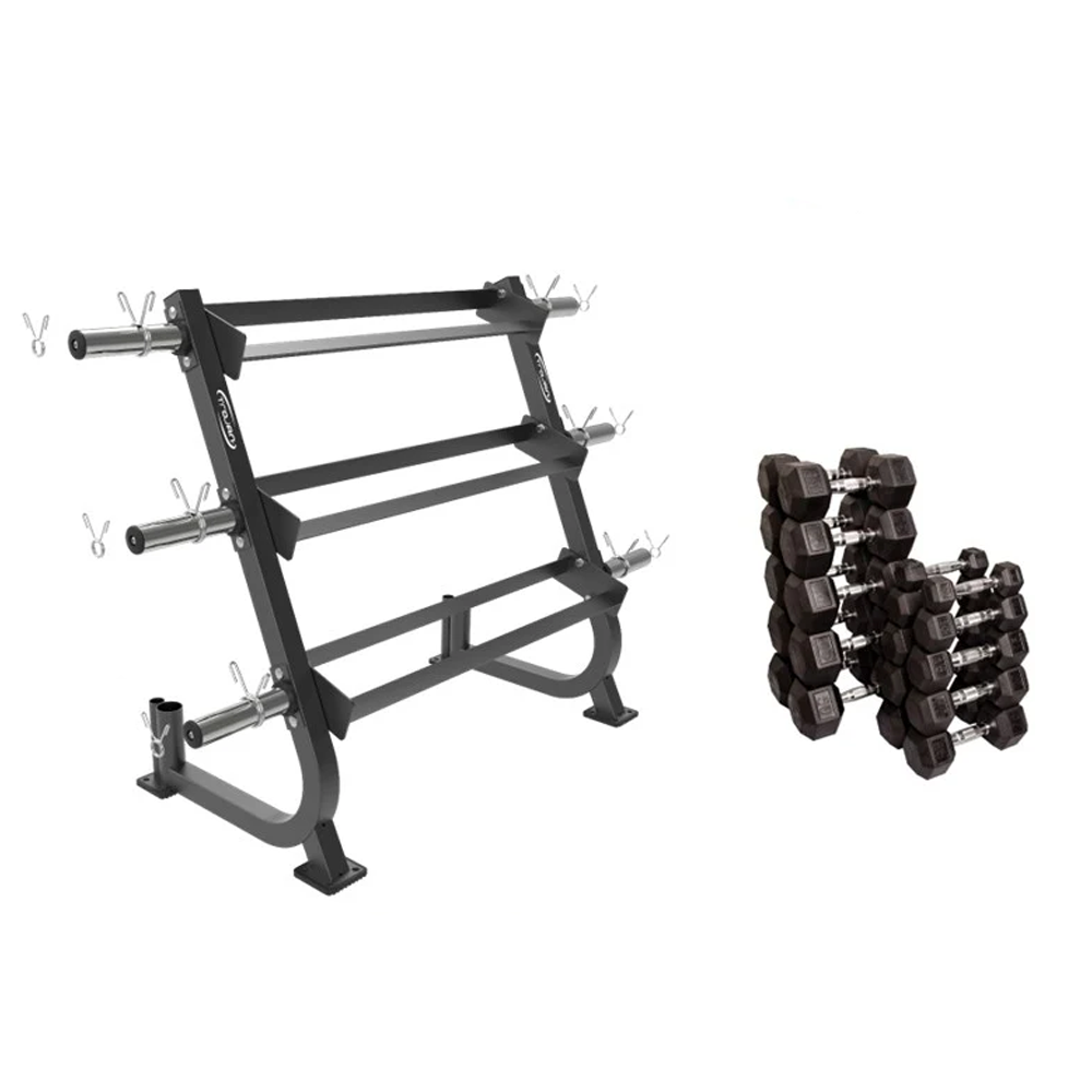 3-Tier Dumbbell Rack + 285kg Weights & Barbell Storage